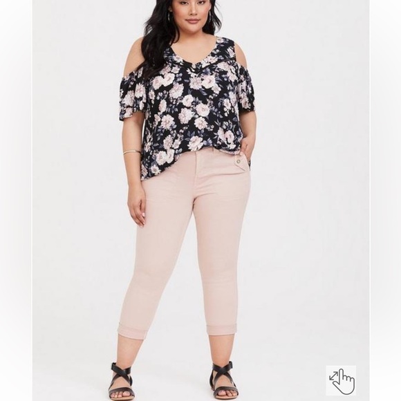 TORRID Crop Twill Military Pant With Pockets Blush Pink Size 18 - Picture 1 of 13